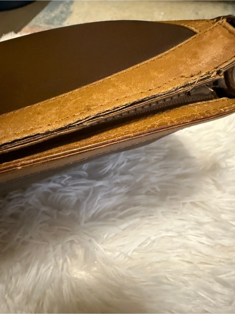Celine Vintage Brown Leather Toiletry Bag with Tan Trim - Picture 7 of 11